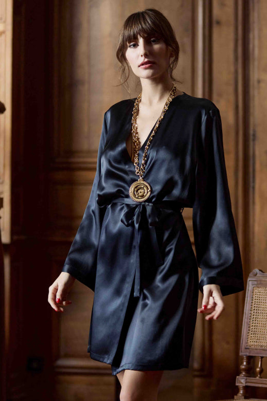 Marjolaine kurzen Morgenmantel „Tracy“ Schwarz