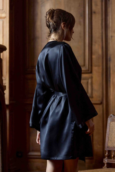 Marjolaine kurzen Morgenmantel „Tracy“ Schwarz