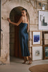 Marjolaine Nuisette longue en soie Dahlia Bleu Nuit